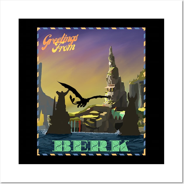 Greetings From Berk-Green Wall Art by Print Lilac